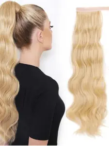 Magic Tape Water Wave Long Curly Ponytail Wig, One Piece Fluffy Egg Roll High Ponytail, Easy Wear Synthetic Hair Extension, Synthetic Clip Hairpiece, Synthetic Wavy Hair, Synthetic Hair Wigs