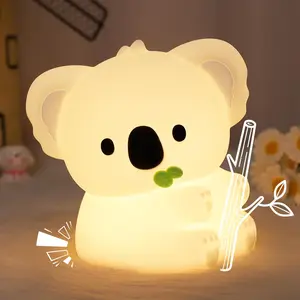 Cute Koala Night Light, Soft Silicone LED Lamp with Touch Control & Timer, USB Rechargeable Bedside Light, Nursery & Bedroom Decor, Birthday & Christmas Gift for Kids & Girls