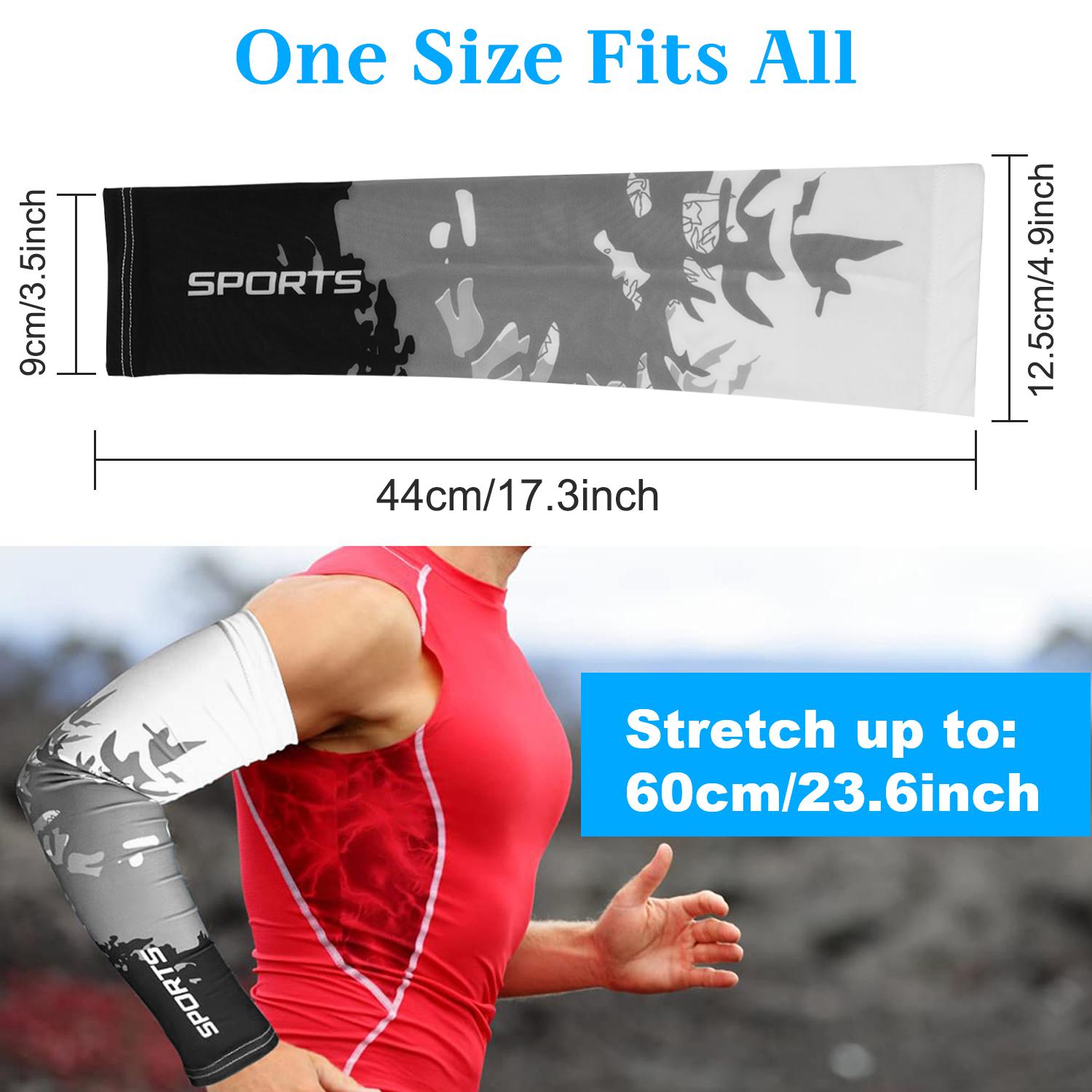 2 Pairs Per Pack Sublimation Printed Arm Sleeves with UPF 50 UV Protection, Cooling & Breathable Fabric, Perfect for Cycling, Running, Fishing, Baseball, Golf and All Outdoor Sports Activities