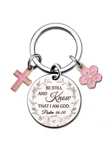 Christian Keychain "Know That I Am God", Inspirational Religious Gift For Women, Teenage Girls, Mothers, Sisters, Friends, Jesus Keychain