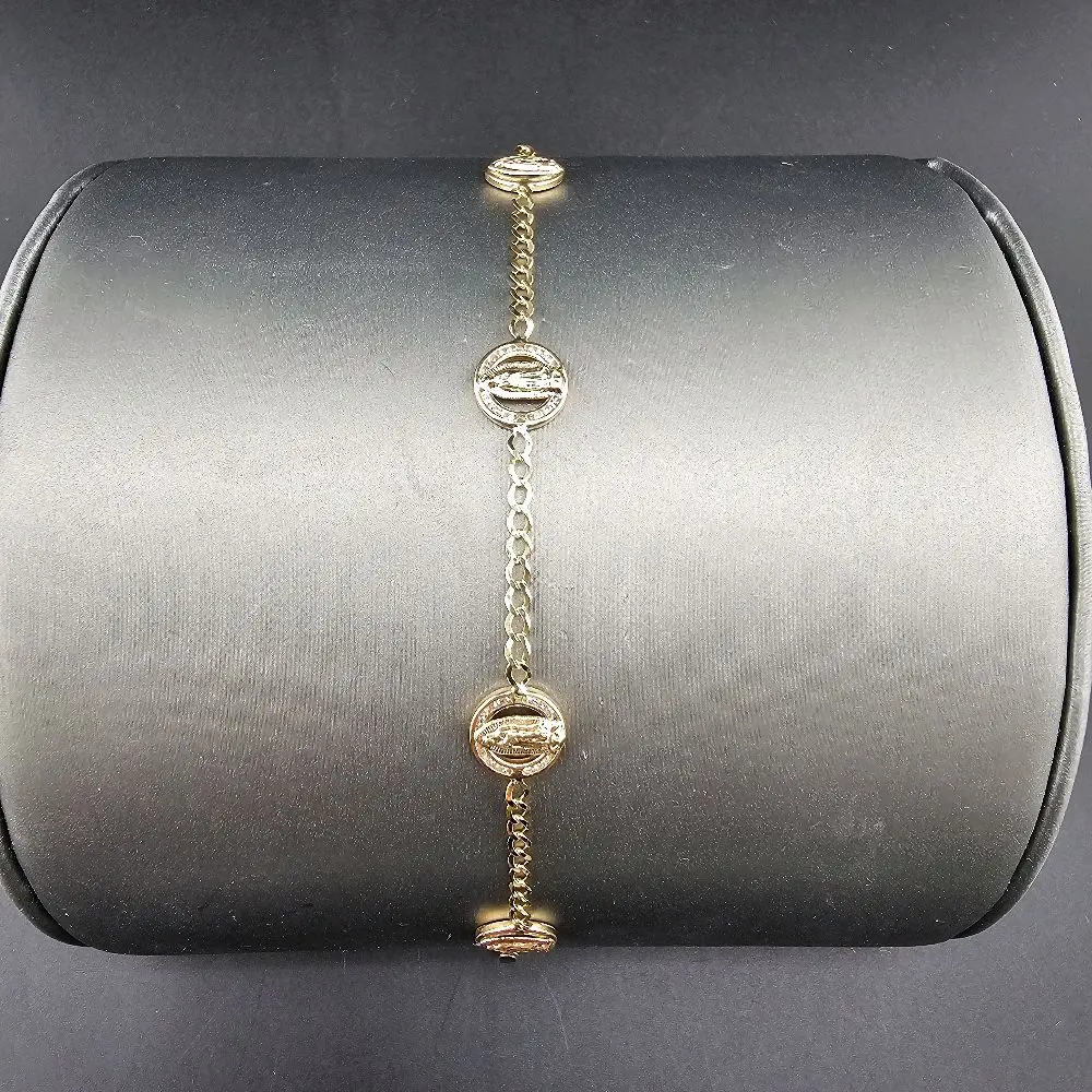 14k Gold Bracelet with Virgin Mary Charms, Size 7 for Everyday Wear