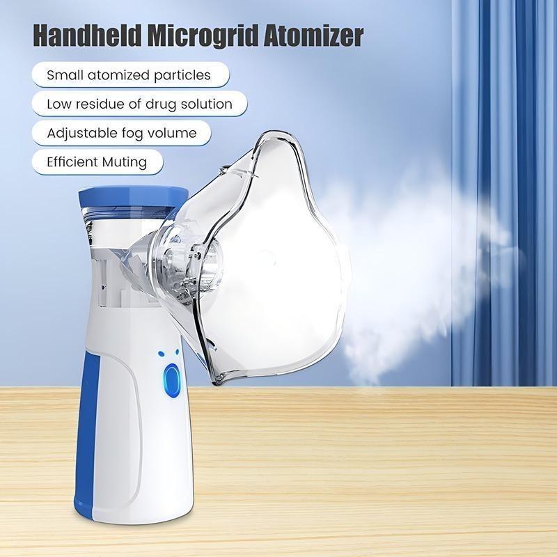 Portable Nebulizer for Adults & Kids Handheld Mesh Design – Ultrasonic Plug-in type. Nebulizer with Battery Included for Travel & Home Use (Blue & White) with Skin Care Glow Other products include theRechargeable Mesh SpacerMachine, which is also suitable