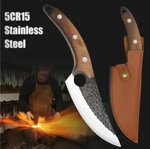 Handmade kitchen knives,Premium Wooden Handle,stainless steel kitchen boning knives, fishing knives,Serbian cleavers,chef/butcher kitchen knives,forged knives,with built-in sheaths and premium gift boxes. Utensils Kitchenware Blade Portable Bbq Meat Cover
