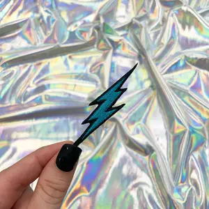 Turquoise Lightning Bolt Head Embroidered Patch Iron-On for Hats