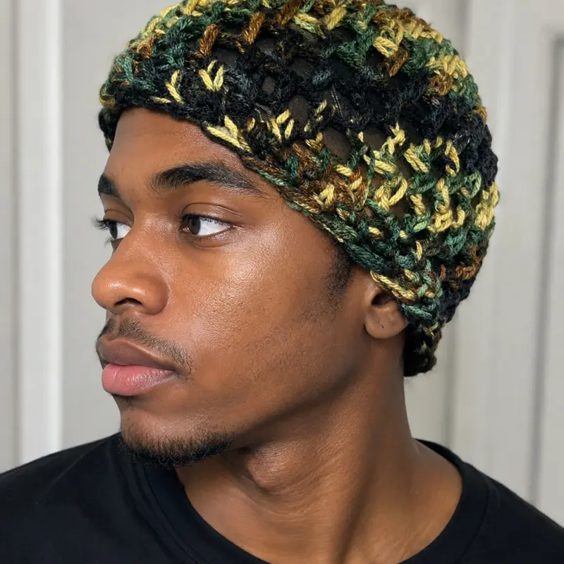 Handmade Crochet Beanie & Matching Earrings Set - Fabric Construction, Casual Stylish Fashion Accessory, No Restocks