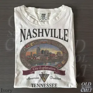 Nashville Tennessee Vintage Graphic Tshirt, Retro Comfort Colors Music City Skyline Exploration 90s Nostalgia Unisex Shirt