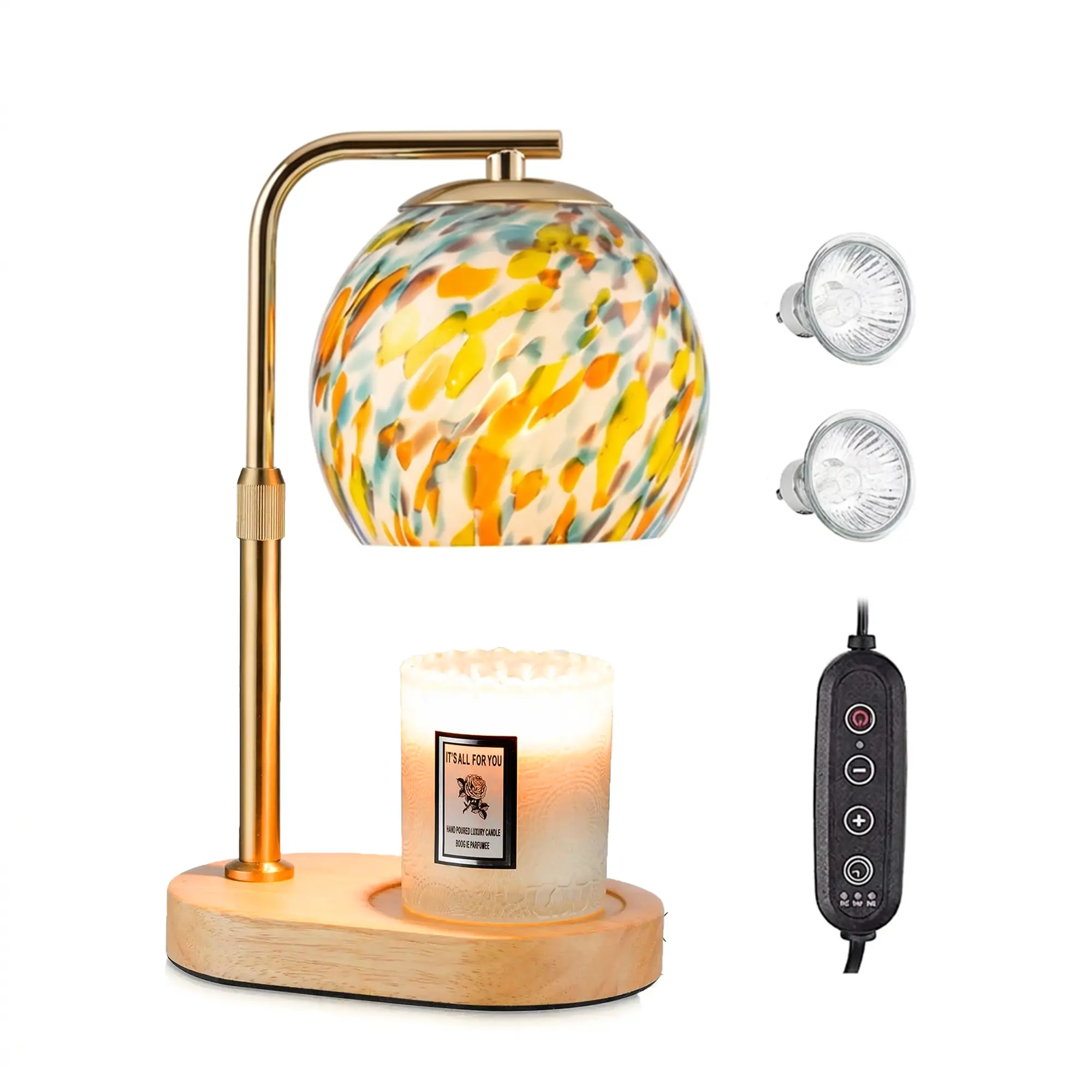 Boho Lamp Modern Metal Candle Warmer Lamp with Timer & Brightness Control Adjustable Flameless Safety Cylindrical Decorative for Home Decor & Relaxation Amber-Scented Jar Candle Warmer Lamp