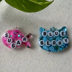 Custom Cat ID Tags, Custom Resin Cat Tags, Sparkle Cat Tags, Personalized Pet Tag, Handmade Items, Handmade Cat Tag