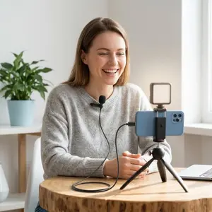 M06c Type-C Lavalier Wired Microphone, Professional Omni-Directional HiFi Audio, Plug-And-Play, Ideal for Live Streaming, Short Videos, Outdoor Recording
