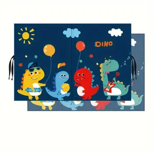 Thick Automotive Curtain with Magnetic Insulation, Double-Sided Cartoon Design for Sun Protection, Cute Printed Side Window Shade