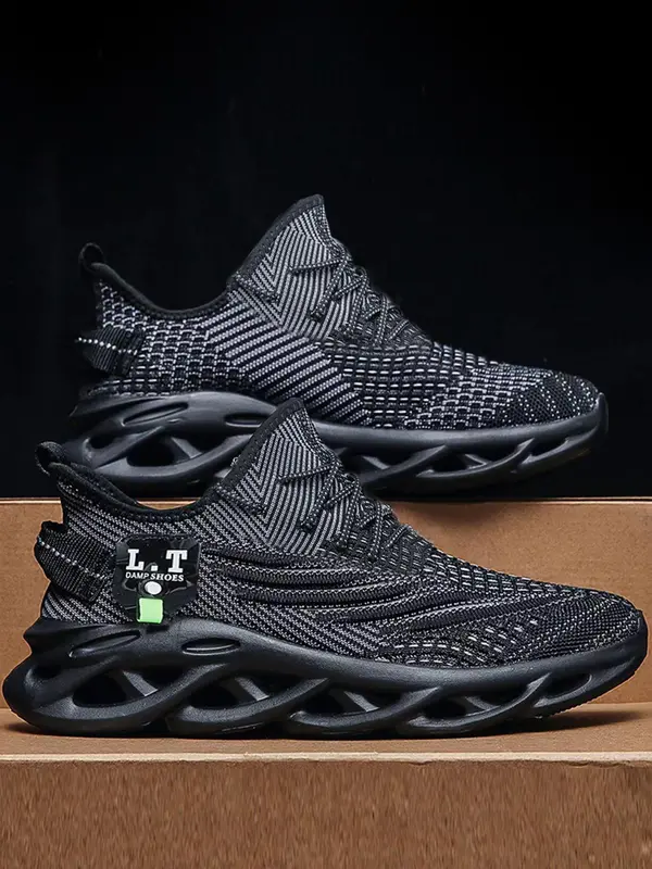 Mens Shoes, Ultra-light Textured Design Lace-up Trainers for Treadmill Wear As Gift, Workout Sneakers, Casual Twist Sole Design Sports Running Shoes for Summer 2025 0