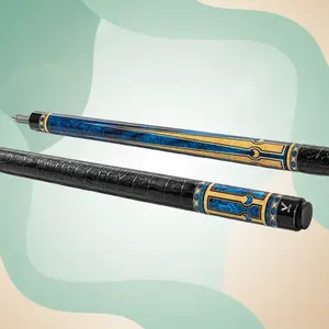 EVO LUNA Pool Cue - Sapphire Gate Edition with Leather Wrap | Glassfiber Shaft, Carbon + Glassfiber Butt, Hybrid Pro Taper, TIME 3 Tip, 3/8-10 Stainless Joint, 19-19.5 oz Precision