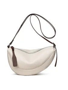 Top Layer Cowhide Horn Bag Soft Leather Underarm Casual Crossbody Bag Trendy Daily Commuter Bag for Women Handheld Shoulder Bag Leather Crossbody Bags
