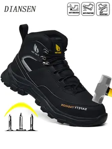 Men's waterproof steel toe boots, Anti slip, Anti smash, Anti puncture, Comfortable and Safe shoes, Sports shoes, Indestructible, Construction shoes, Warehouse industry