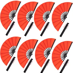 8Pcs/Set Large Folding Silk Hand Fan,Hand Folding Fans,Chinese Tai Chi Folding Fan for Men and Women Performance,Dance,Festival,Halloween Decor Valentine's Day Gifts,Hand Tools Kits