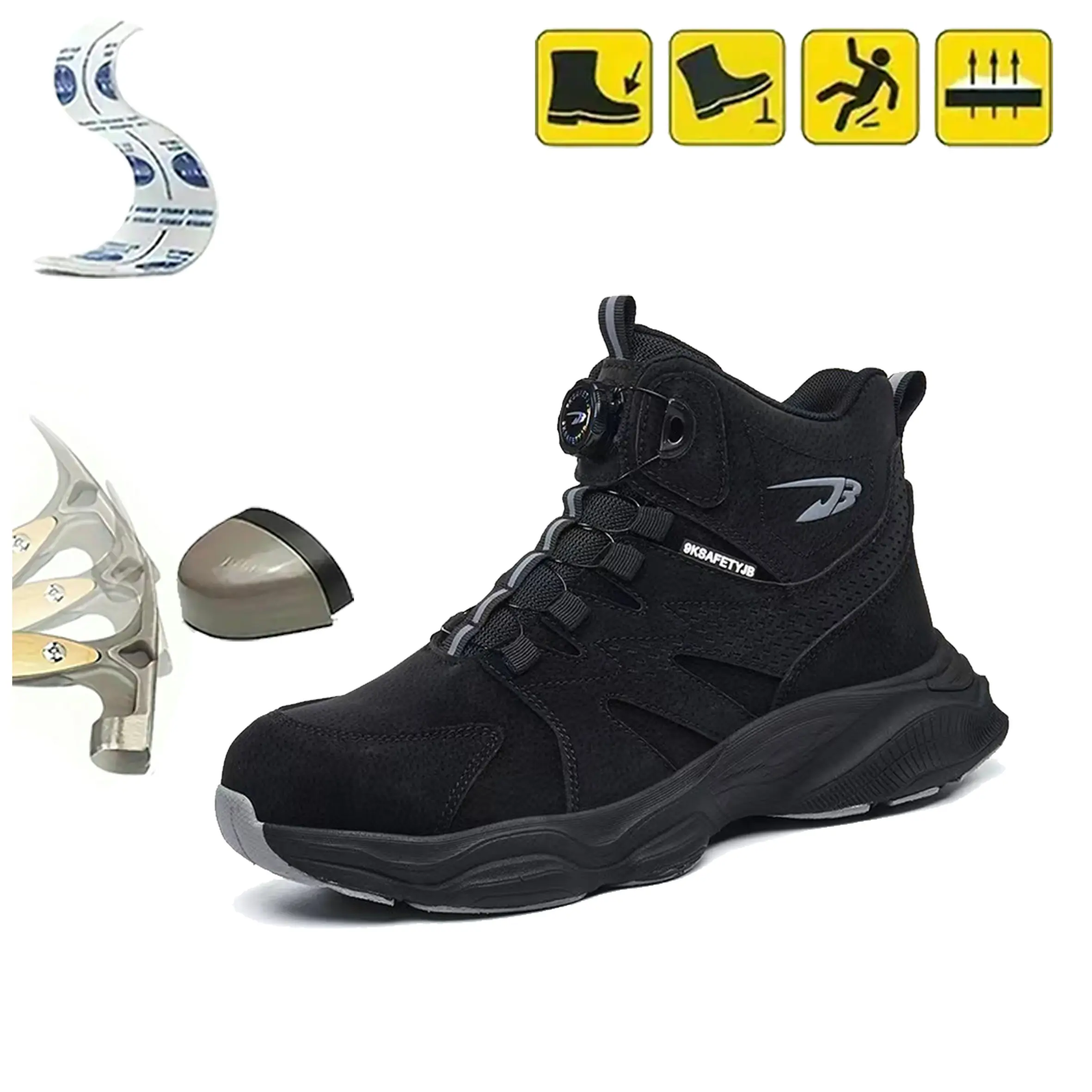2026 New Men’s Safety Work Shoes Steel Toe Cap Impact Resistant Puncture Resistant Waterproof Non-Slip Lightweight Soft Sole Shock Absorption Construction Site Safety Shoes