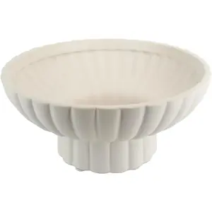 Small Modern Pedestal Decor Fruit Bowl 8" Ceramic,Approx 26 oz Fluted Catch- Bowl,Footed  Decorative Bowl for  Decor,Coffee Table Centerpiece