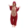 olaola Unisex Adult Plush Red Dragon Animals Onesie Pajamas Warm Home One-Piece Sleepwear