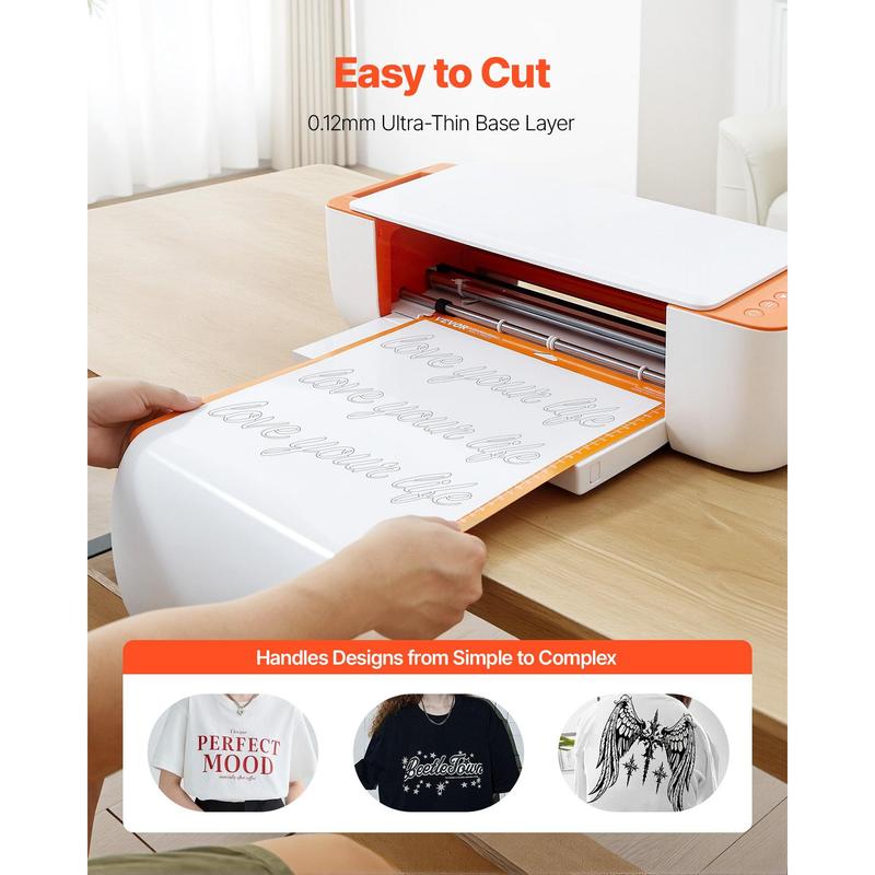 VEVOR Heat Transfer Vinyl, 12 in x 70 ft, Glossy White HTV Iron on Vinyl Roll, Easy to Cut and Weed, Strong Adhesion, Compatible with Cutting Machines, for Various Materials, T-shirts, Pillows, Hats