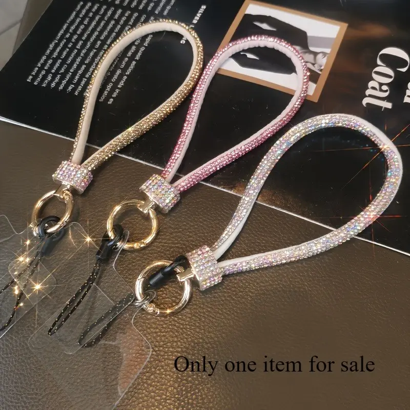 Rhinestone Decor Phone Chain, Anti-lost Short Phone Lanyard, Fashionable Phone Accessories for Women & Girls, Universal Phone Decoration Accessories, Straps, Pink, Phone Keychain
