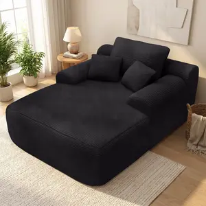 Boneless Couch Bed Chaise Oversized Lounge Series Plush Corduroy 1200LBS Load Bearing ，With Cup holder ，With Storage bag，No Assembly Required 24 Months Warranty，Upholstered Fluffy cloud sofa bed with Throw Pillows,Indoor Sleeper Chair