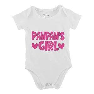 Funny Baby Babysuit Pawpaw'S Girl Letter Print Baby Short Sleeve Onesies Romper For Infant, Newborn Boys Girls Soft Casual Outfit ，Outdoor Baby Bodysuits
