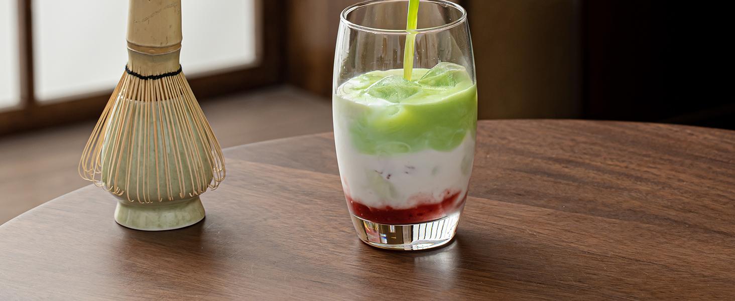 Matcha Whisk Set, Matcha Bowl with Spout, Matcha Whisk, Chasen Holder, Sifter, Bamboo Scoop - 5 Pcs Perfect Matcha Making Kit for Matcha Lover and Tea Ceremony (Speckled Green)