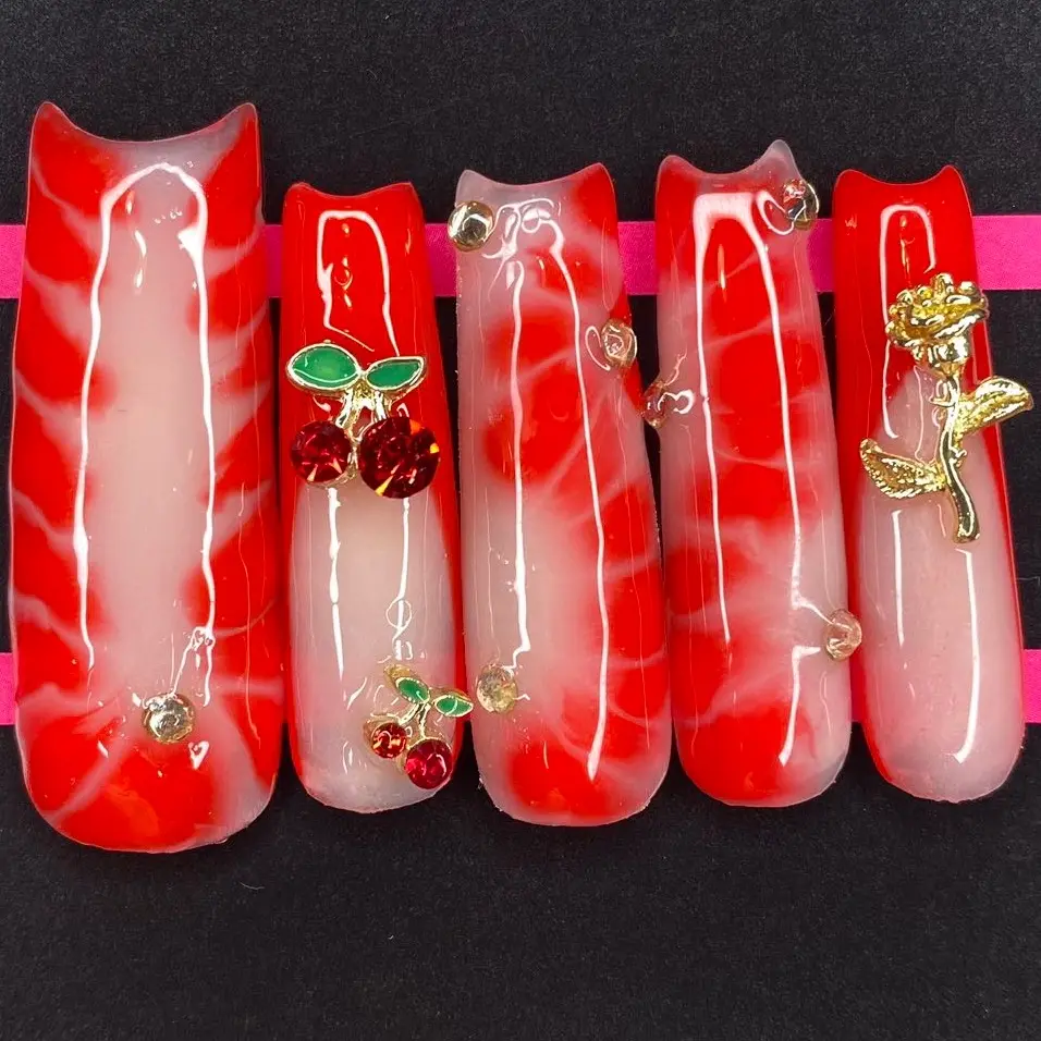 Cherry Deluxe XL Acrylic Press On Nails
