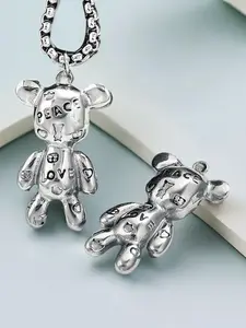 3 Piece Stainless Steel Bear Pendant Set, Handmade DIY Necklace Charms, Animal Pattern, Casual Jewelry Supplies for All Seasons