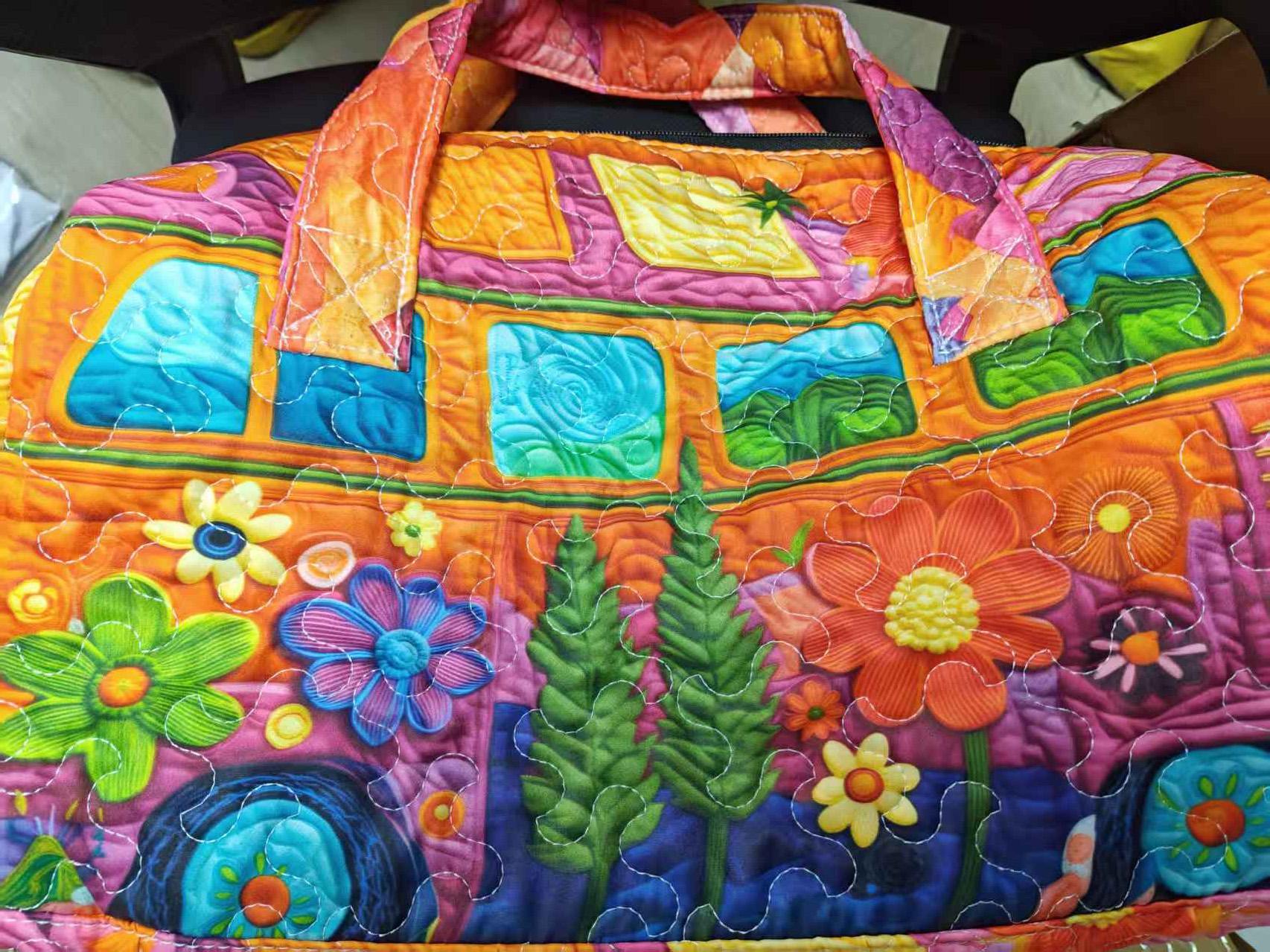 Unisex Boho Quilted Weekender Travel Bag, Butterfly bag, Lightweight & Comfortable, Hippie Design