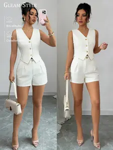 Women's Casual Sleeveless Top & Shorts Matching Set, Summer Fashion, Comfortable Daily Wear, Stylish Ladies' Clothing