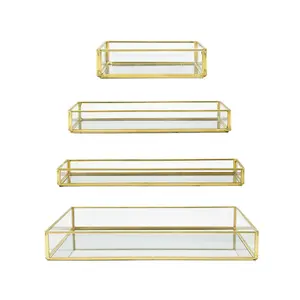 Set of Four Geometic Glass Table Trays by Valer ie Set of Four Geometic Glass Table Trays by Valer ie