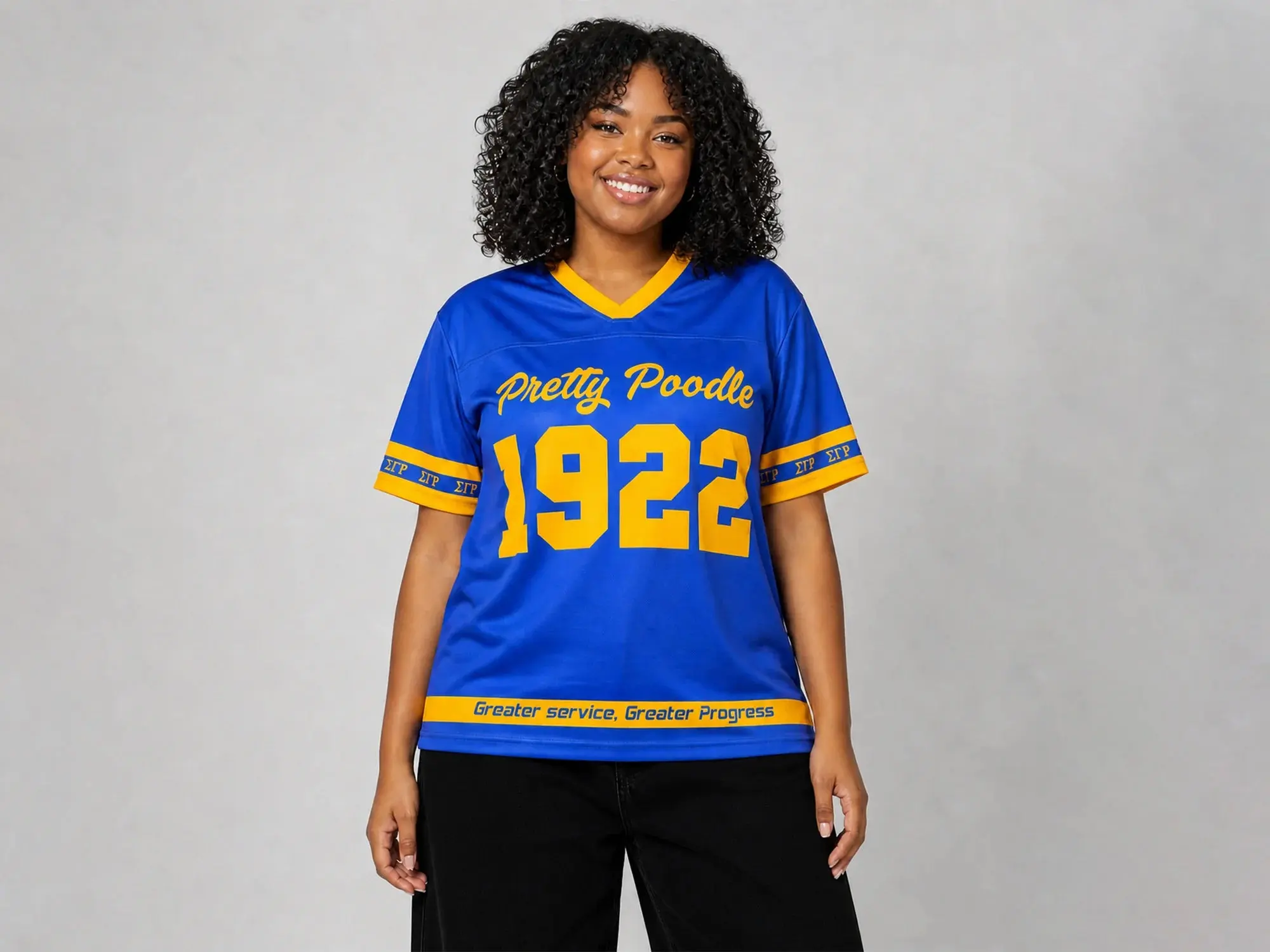 Sigma Gamma Rho Football Jersey, Pretty Poodle 1922 Shirt, Sorority Apparel, Royal Blue & Gold Sorority Gift