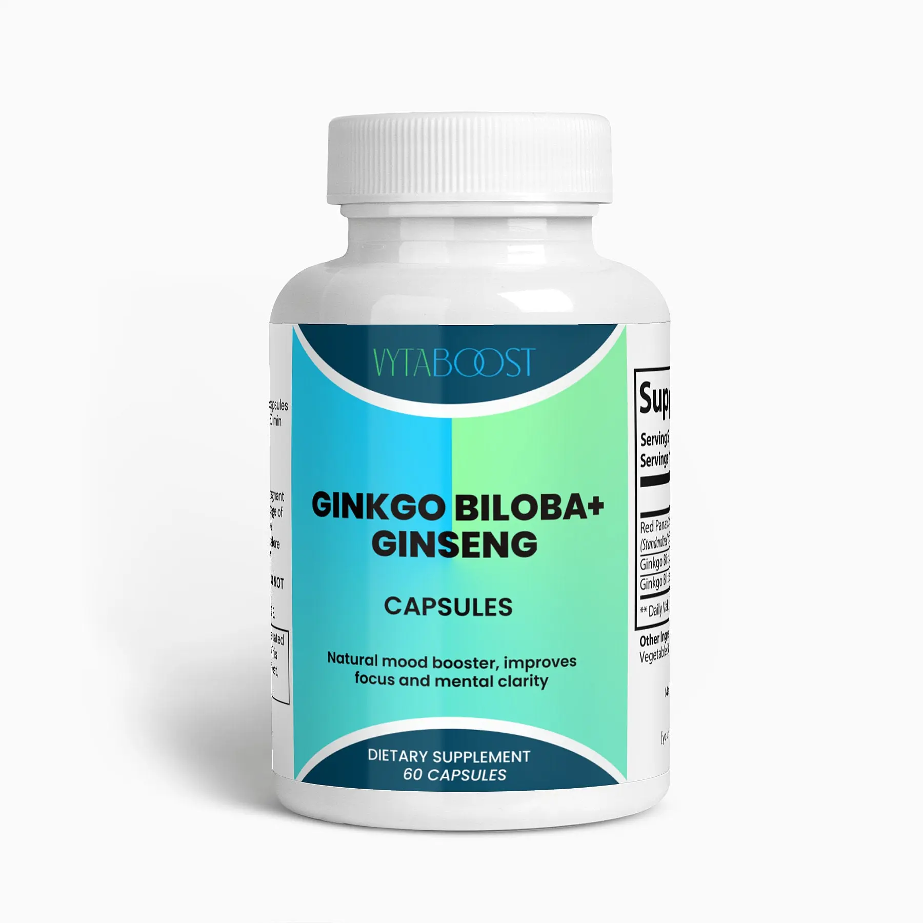 Organic Ginkgo Biloba + Ginseng Capsule Supplement Edible