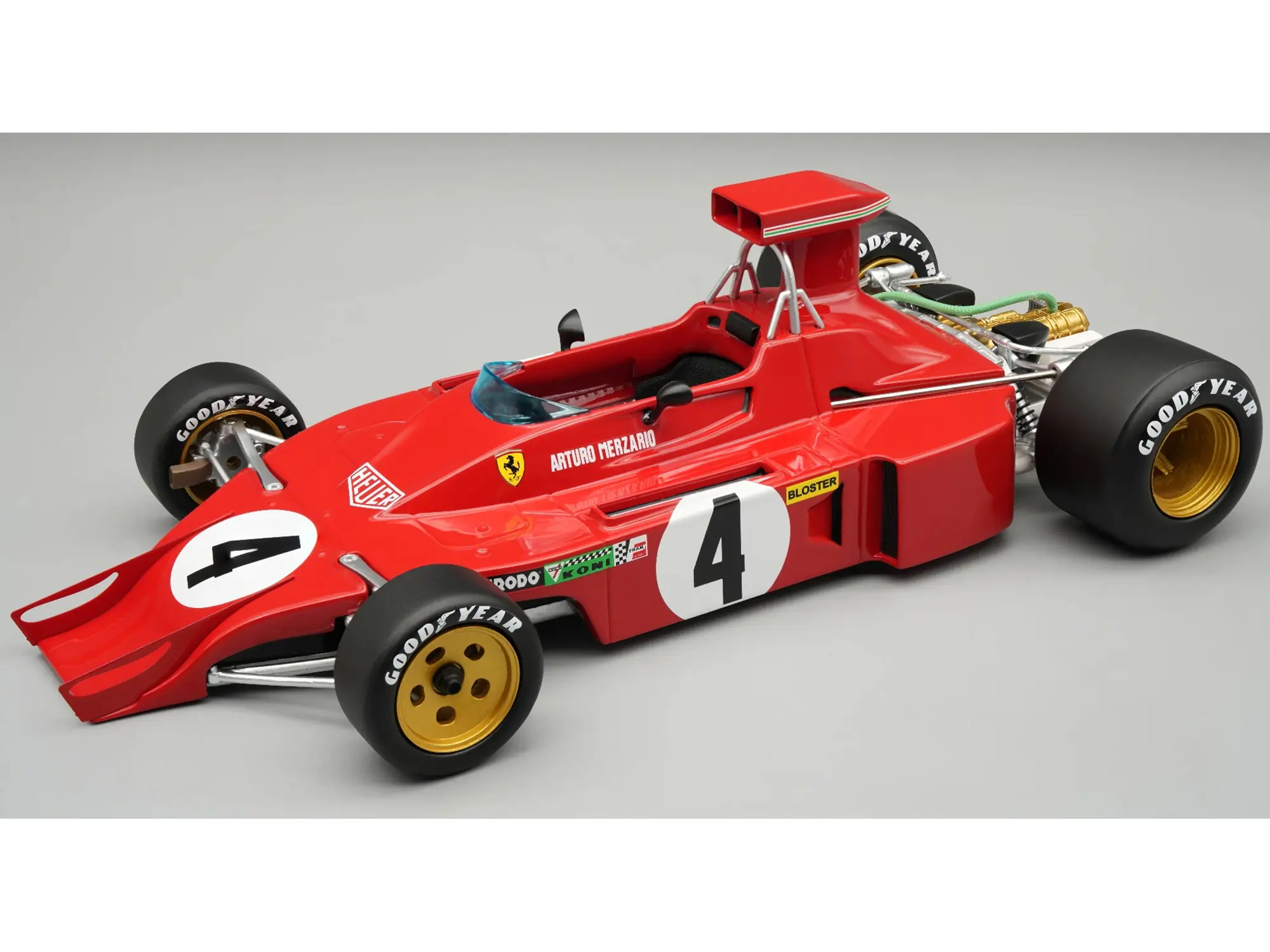 Ferrari 312B3-73 #4 F1 "United States GP" (1973) "Mythos Series" with Display Case Limited Edition 1/18 Model Car by Tecnomodel