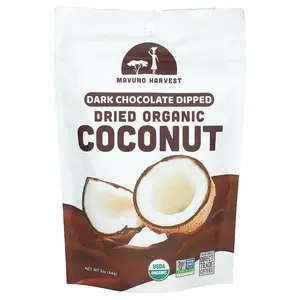 Mavuno Harvest Dried Organic Coconut, Dark Chocolate Dipped, 3 oz (84 g)