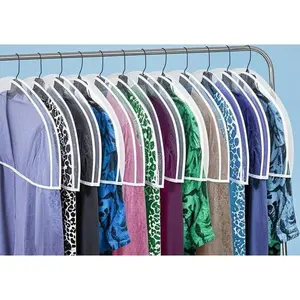 "Plastic Garment Protectors for Closet Storage, Clear Shoulder Covers Set of 12, Reusable Suit Hanger Covers 12" x 22" x 2", Home Organization Essentials, Durable Wardrobe Accessories"