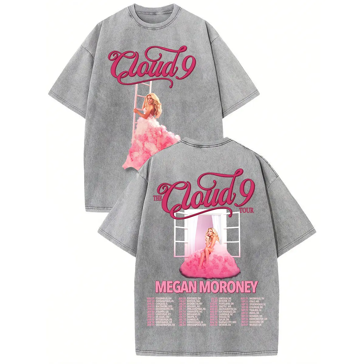 Cloud 9 Megan Moroney Washed T-Shirt, Cloud 9 Tour Tee, Am I Ok?, Concert Outfit, Soft And Comfortable Pure Cotton Fabric Sports And Outdoor Wear, Back To School