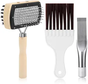 3Pcs Air Conditioner Condenser Fin Cleaning Brush Refrigerator Coil Cleaning Brush Supplies, Stainless Ac Coil Cleaner, Evaporator Coil Cleaner, Mini Split Cleaning Kit Fridge Cleaner Tool