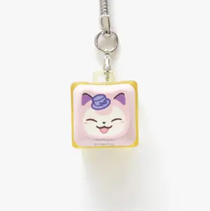 MAO Skittease Clicky Keychain - Cat-Shaped Key Cap, Pocket Monster Happy Pink Cat