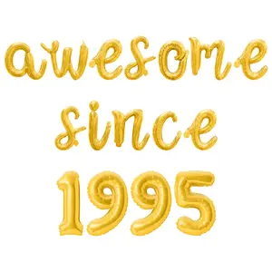 Cursive Script Letter Balloons - AWESOME SINCE 1995 16" Inch Alphabet Letters Foil Mylar Balloon Birthday Party Banner