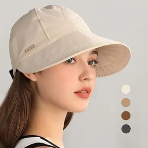 1/2 Pack Women's Wide Brim Sun Visor Hat - UPF 50+ Open Top Cap for Ponytails, Golf, and Beach