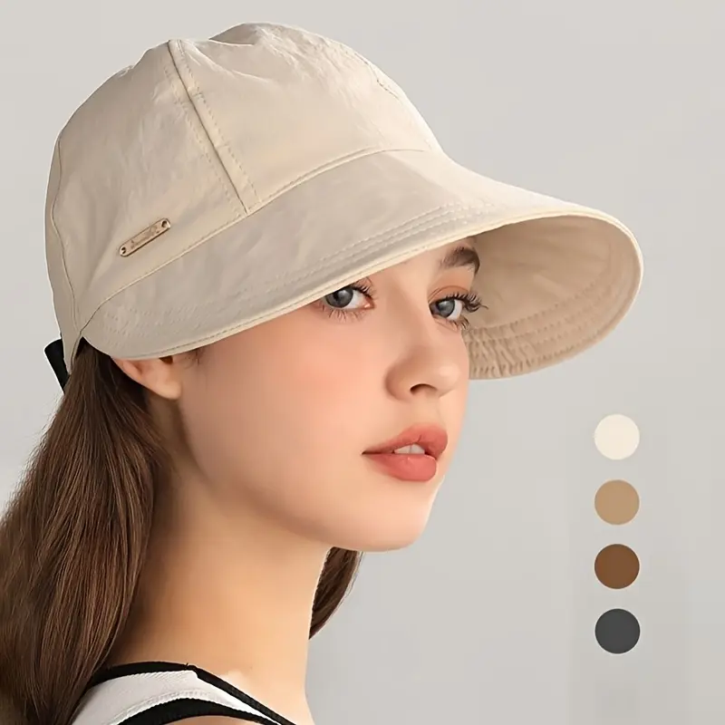 Women's Wide Brim Sun Visor Hat - UPF 50+ Open Top Cap for Ponytails, Golf, and Beach