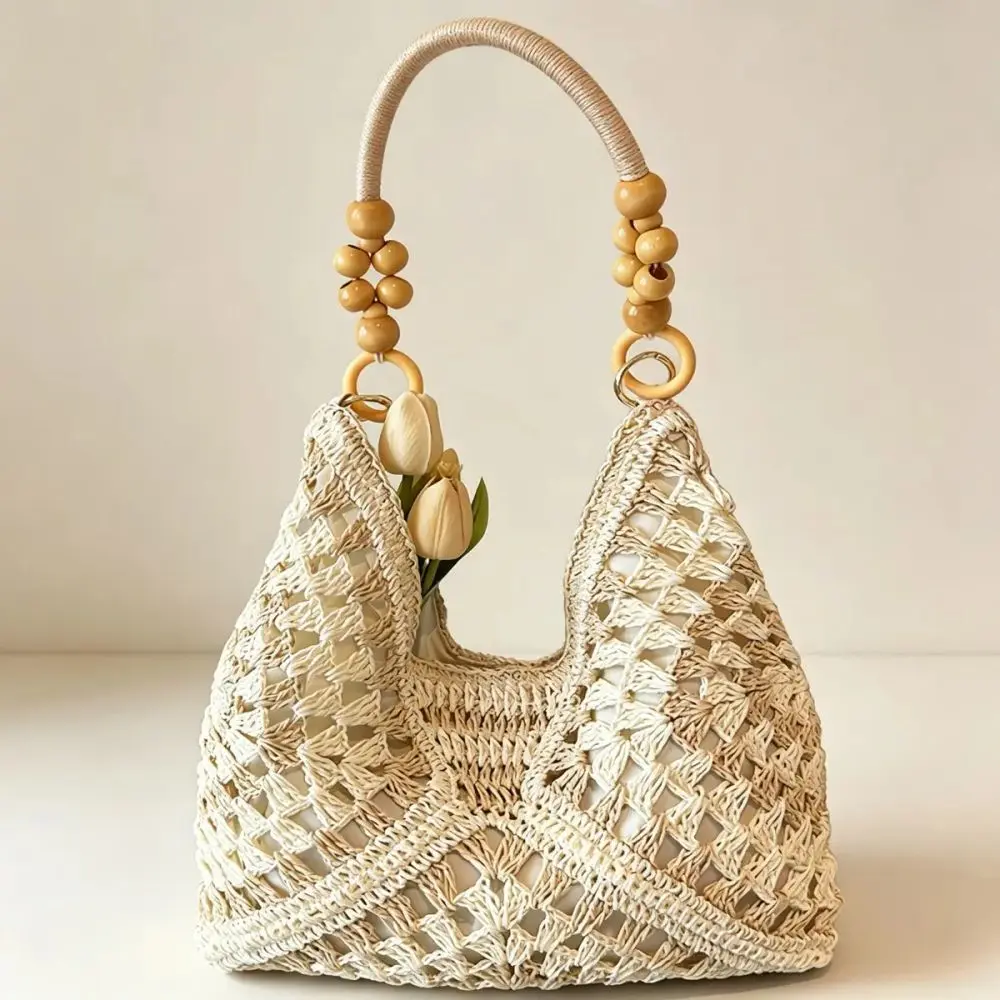 Handmade Woven Paper Rope Crochet Straw Beach-Ready Handbag Sling Bag - Versatile Crossbody Shoulder Purse with Rustic Artisanal Touch, Airy Weave for Hot Days, Hands-Free Use for Vacations, Sports & Outdoor Gym