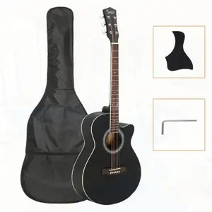 Premium 40" Acoustic Cutaway Folk classic Guitar Kit with Gig Bag, Strap & Wrench Tool - Perfect for Beginners & Pros, Durable Construction, Easy Playability, Portable Music Gear for Music Lovers