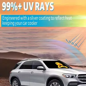 Car Sunshade with Cartoon Animals Design - Foldable Windshield Cover for Summer Heat & UV Protection, Fits Most Vehicles, Vehicle Sun Protection, Travel Essentials, Easy to Install & Store