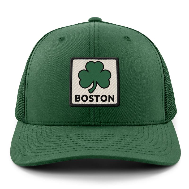 Boston Shamrock Printed Patch Classic Snapback Trucker Hat
