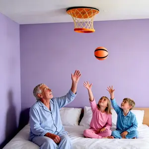 Mini Ceiling Basketball Hoop with Soft PP Foam Ball No Drill Easy Install 33.7cm Diameter for Kids Adults Perfect Fit for Bedrooms Dorms and Offices Screen-Free Fun