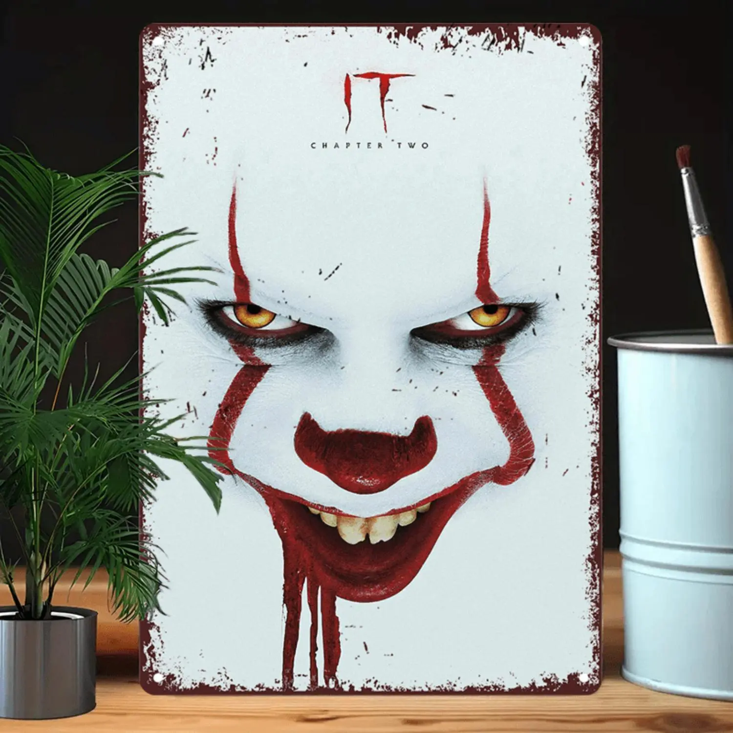 Vintage Clown and Pennywise Metal Wall Art 8x12 Inch Tin Sign Poster Ideal Home Decor and Gift for Room Decoration