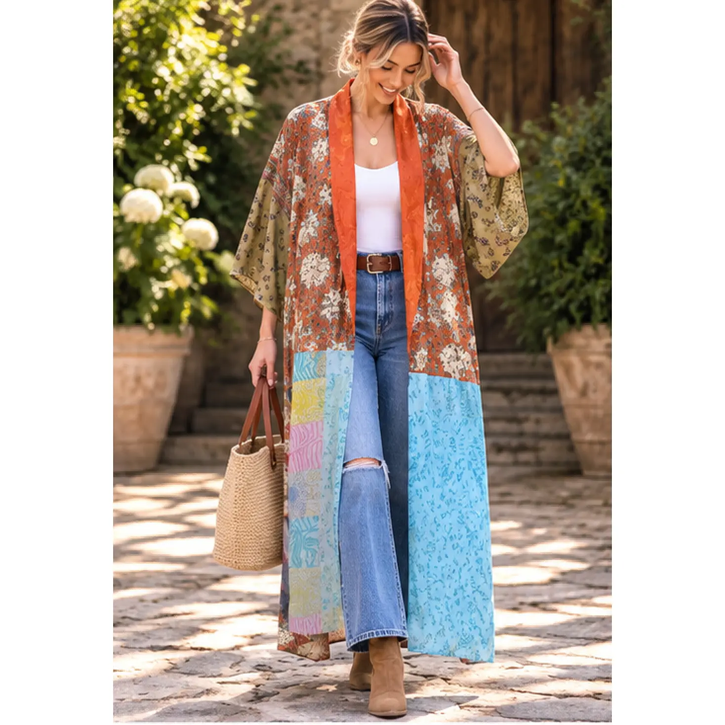 Wanderlust Recycled Silk Duster - Desert Sky - One of a Kind